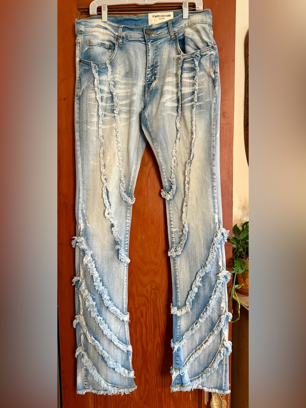 FWRD Fray & Rip Fit 2 Stacked Denim Jeans Light Washed 34W X 36L